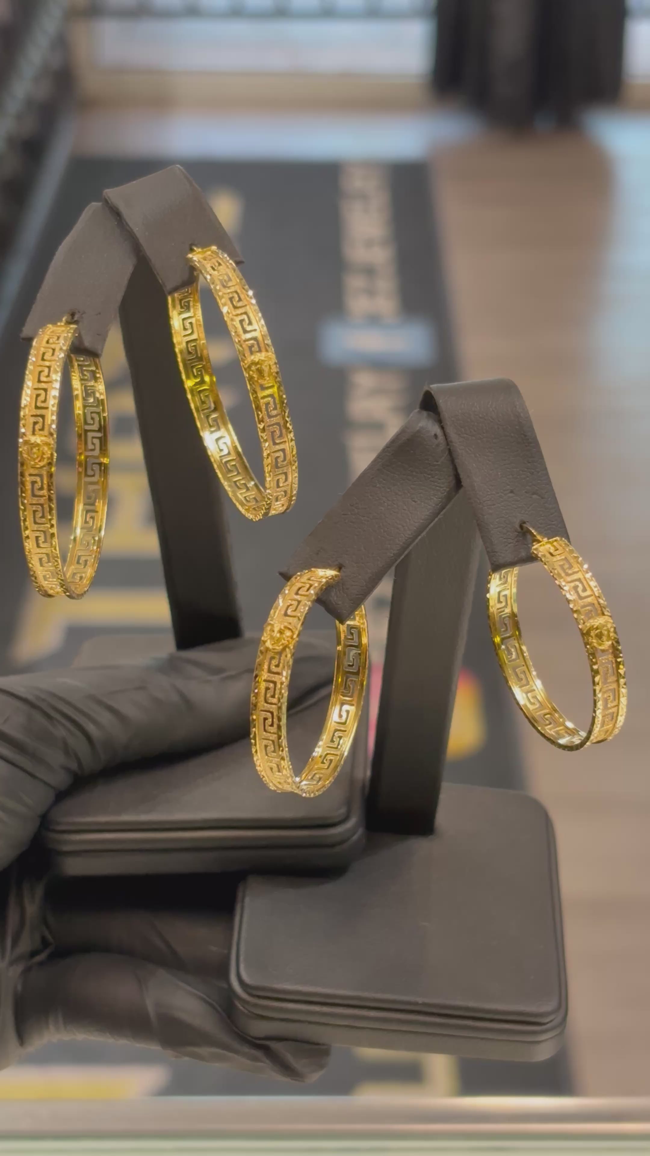 Load video: 10k Versace Medusa Hoops