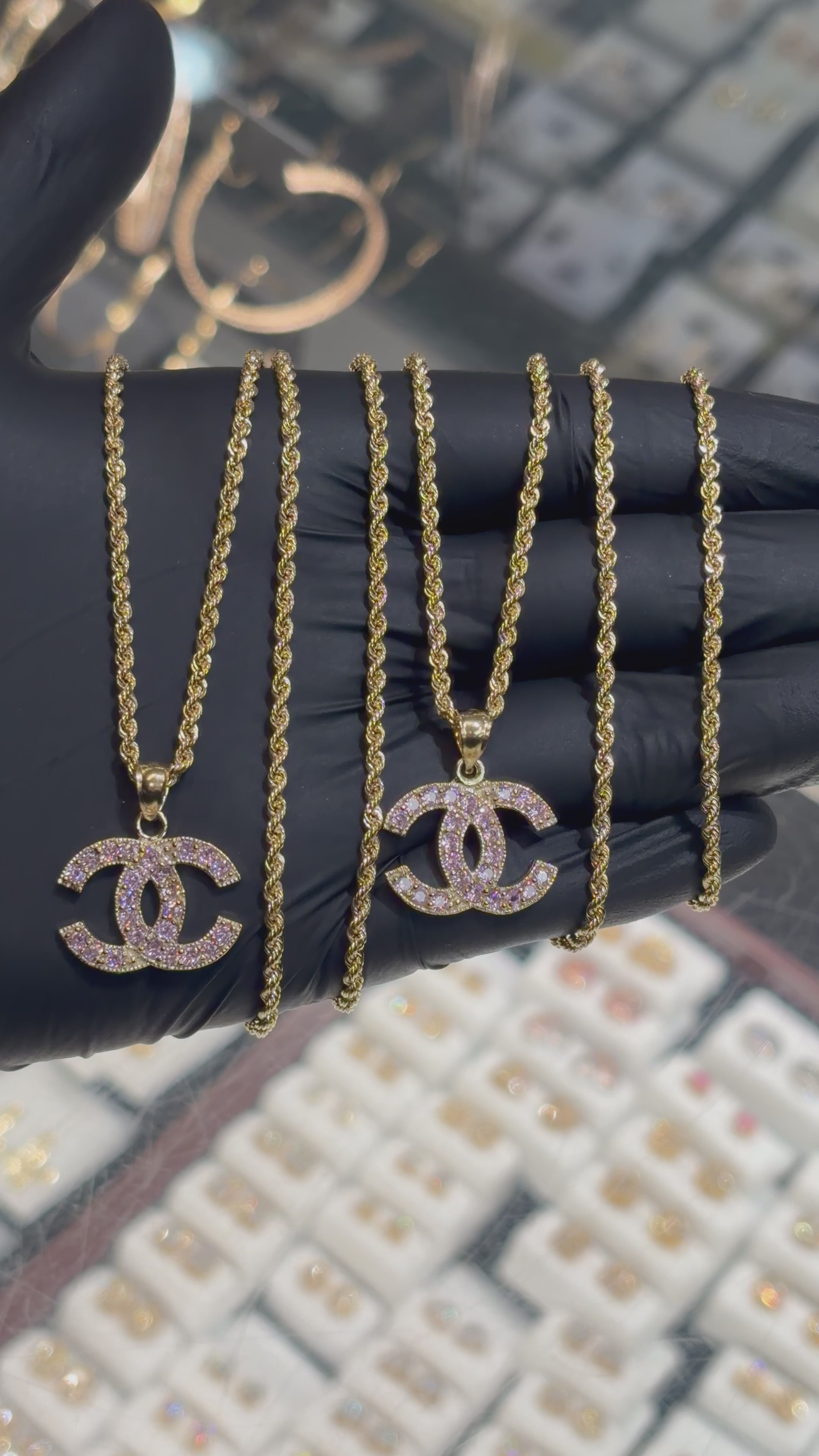 10k Large Crystal Chanel Chain Set