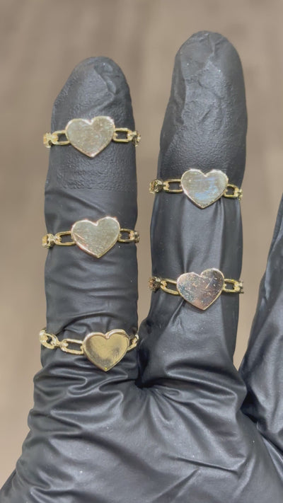 10k Heart with Link Chain Band