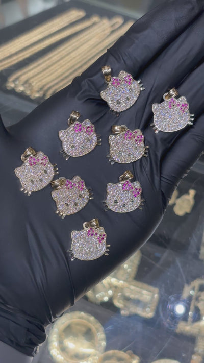 10k Crystal Hello Kitty Pendant