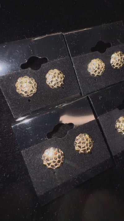 10k Small Bubble Circle/Cookie Nugget Earrings