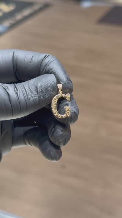 10k Nugget Initial Pendant