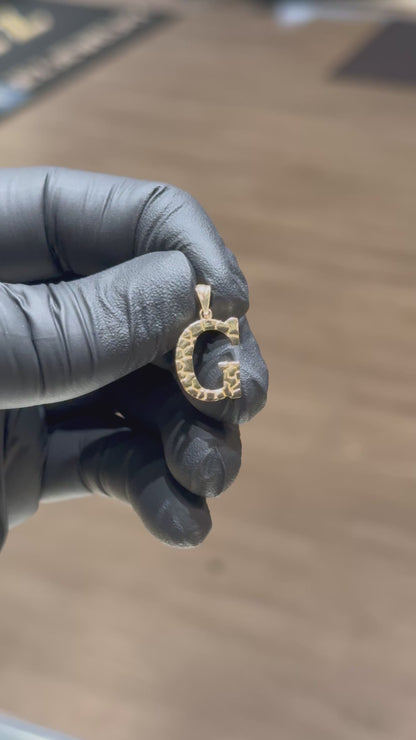 10k Nugget Initial Pendant