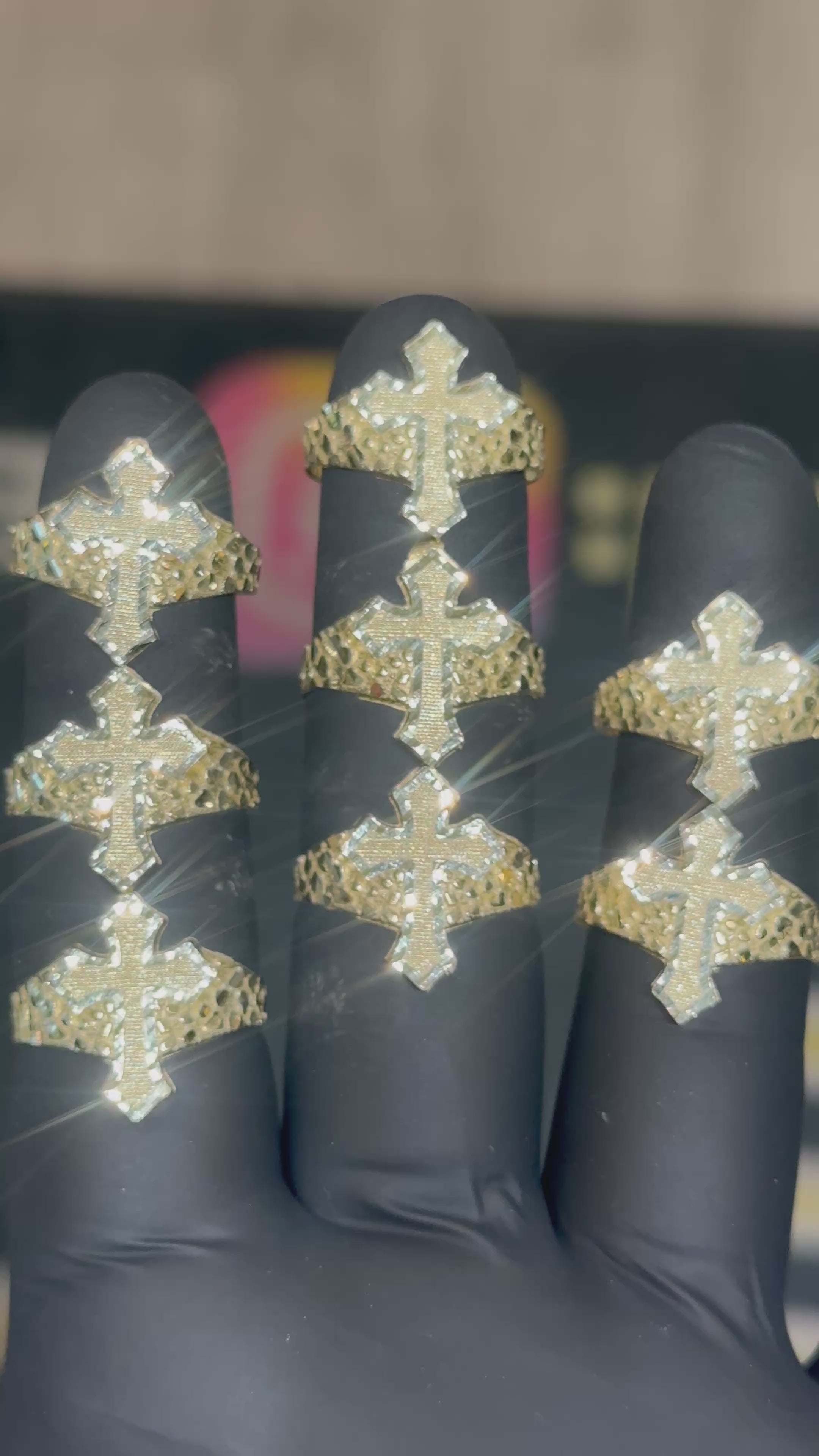 Load video: 10k Single-Casted Chrome Hearts Ring