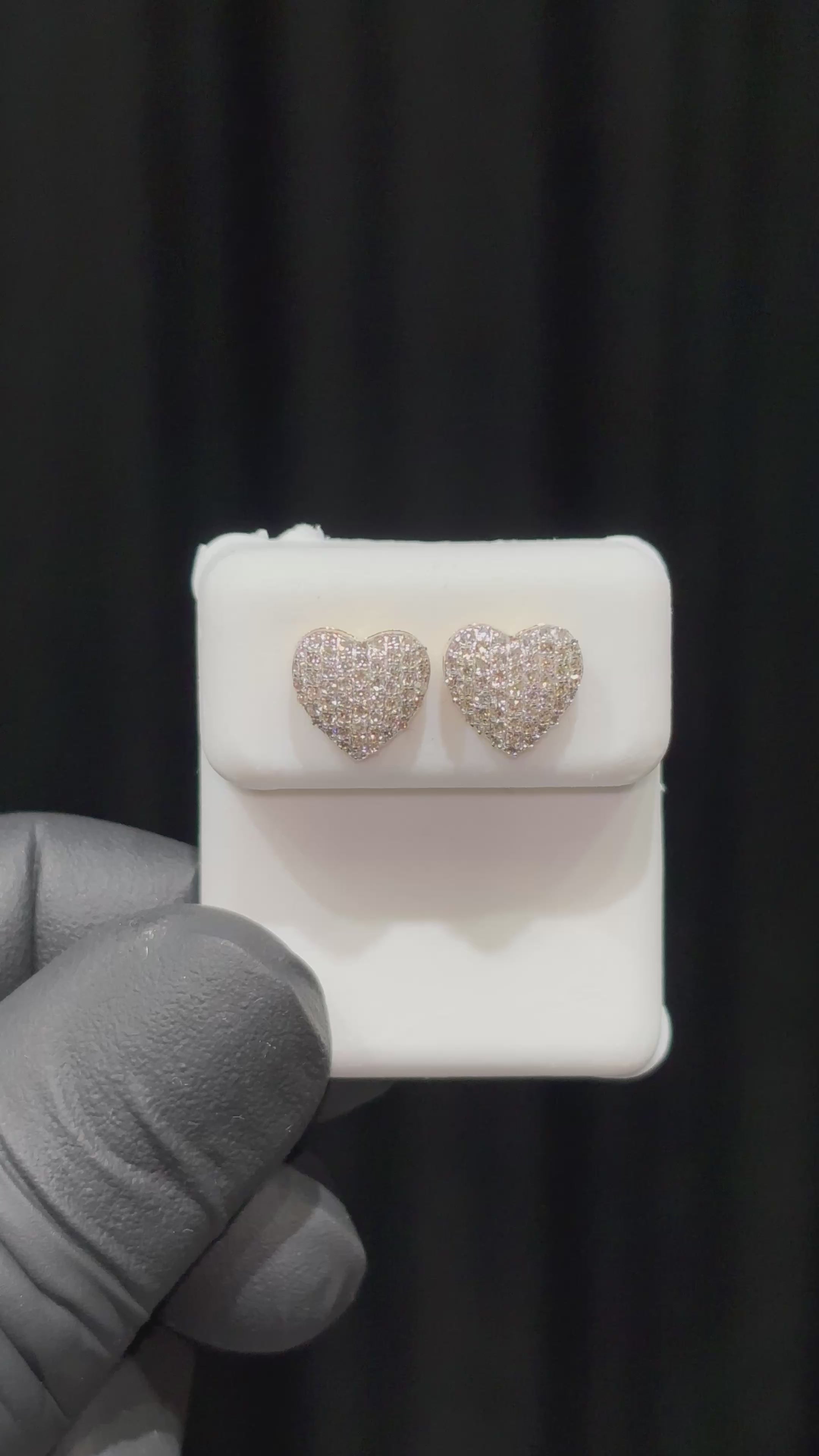 Load video: Two Tone Flooded Bubble Diamond Heart Earrings