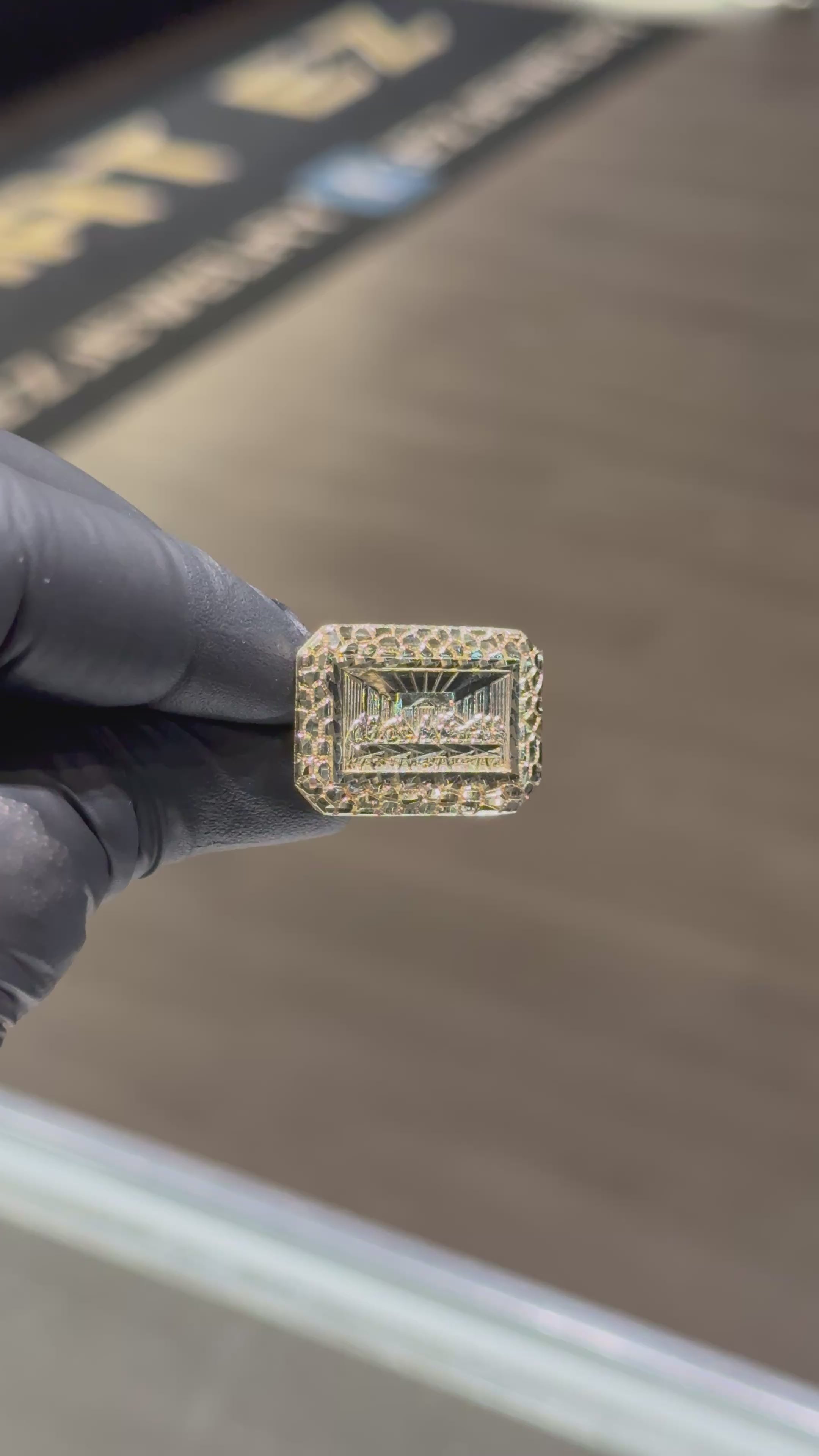 Load video: 10k Nugget Frame Last Supper Ring