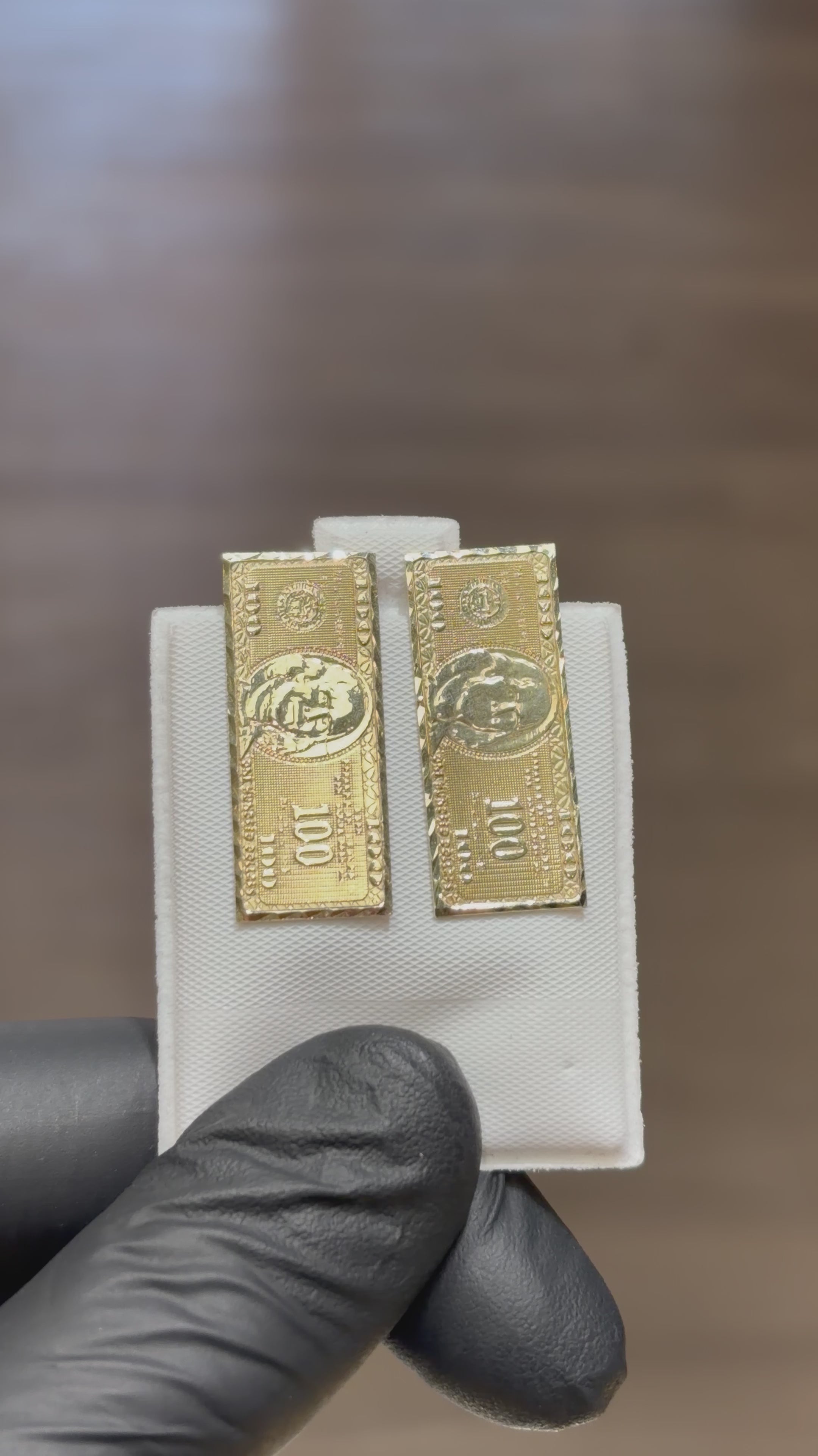 10k 100 Dollar Bill Earrings