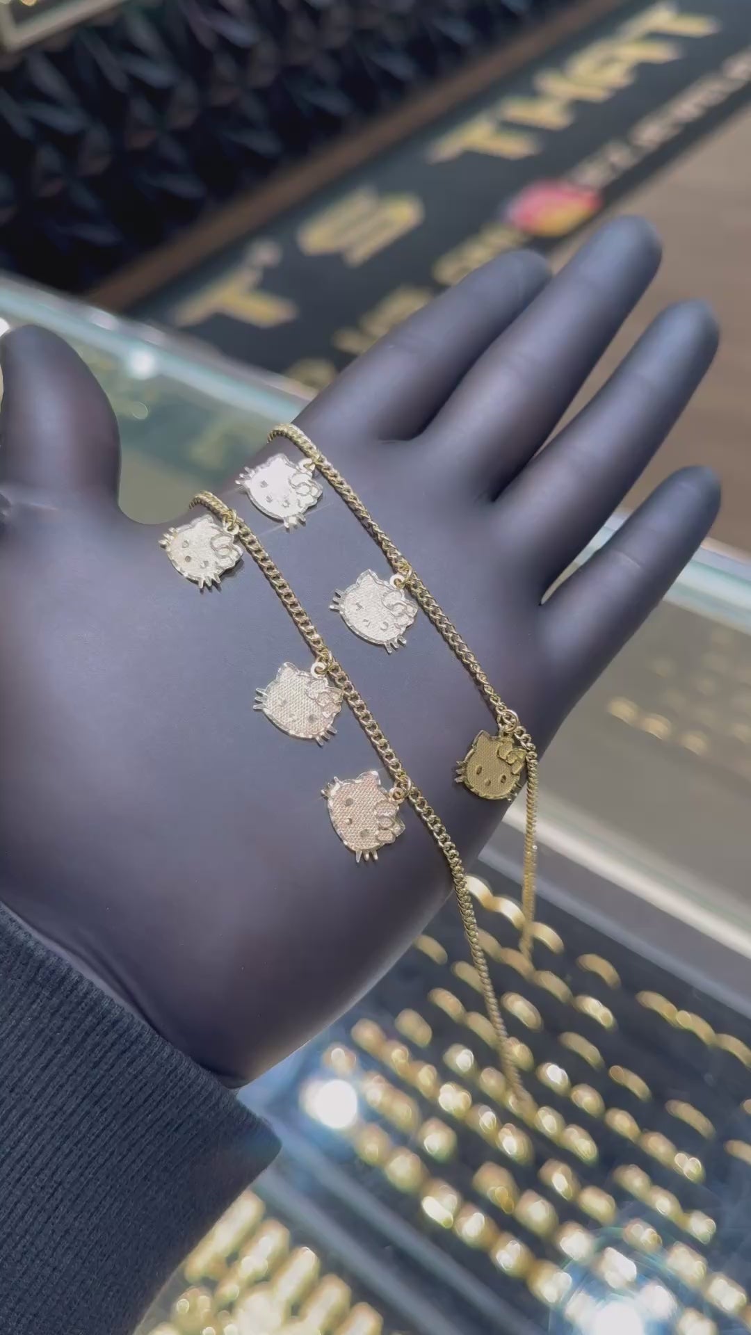 Load video: 10k Hello Kitty Cuban Anklet