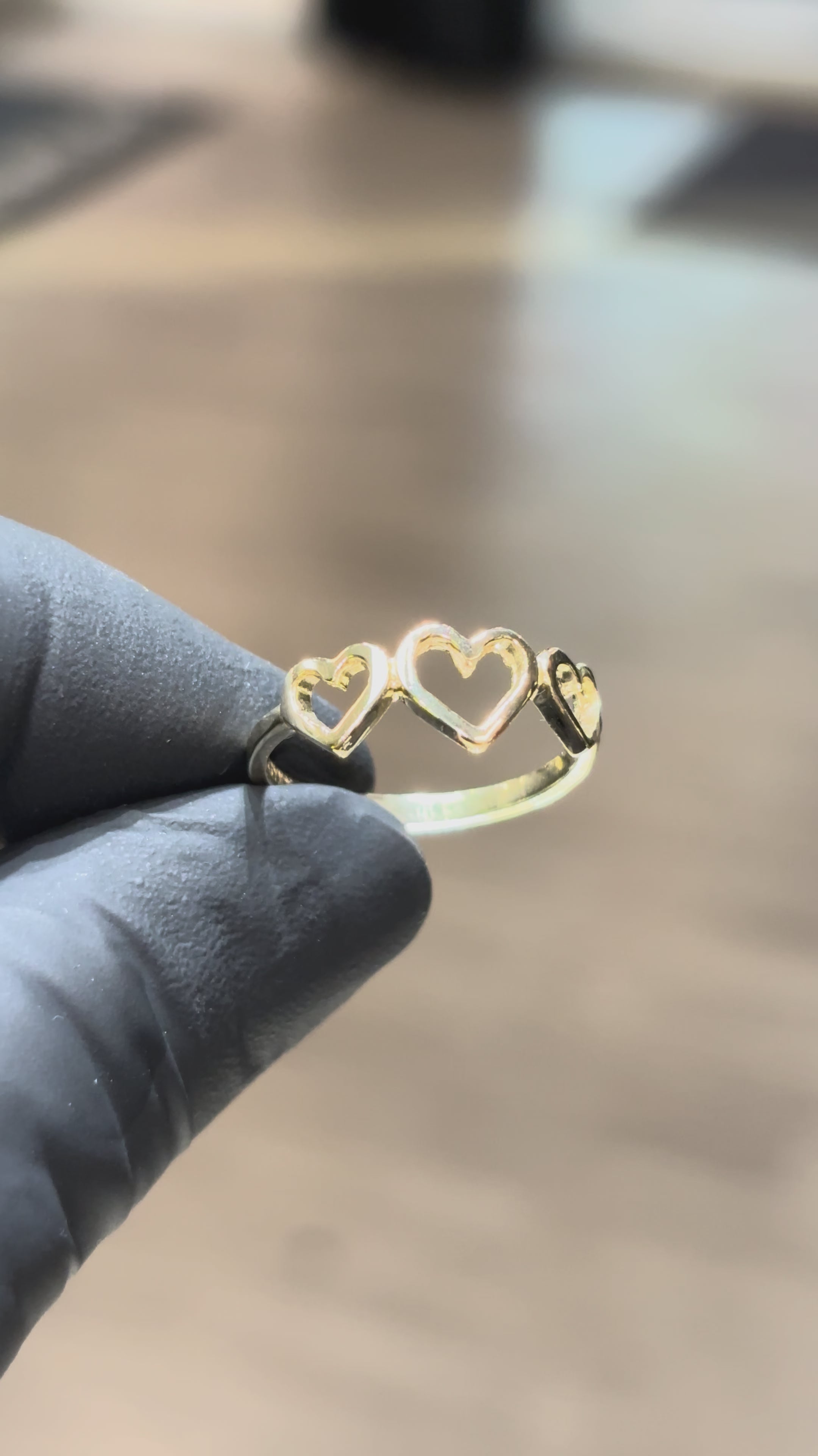 Load video: 10k Triple Open Heart Ring