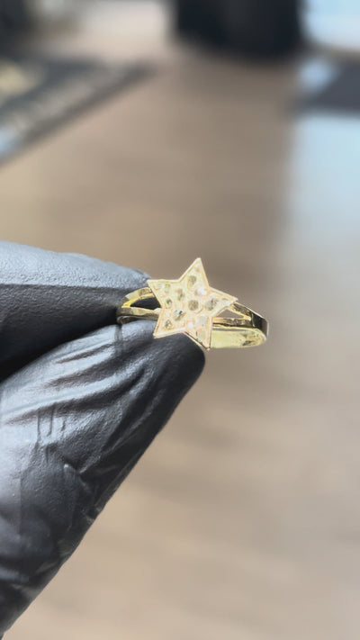 10k Nugget Star Ring with Split Band