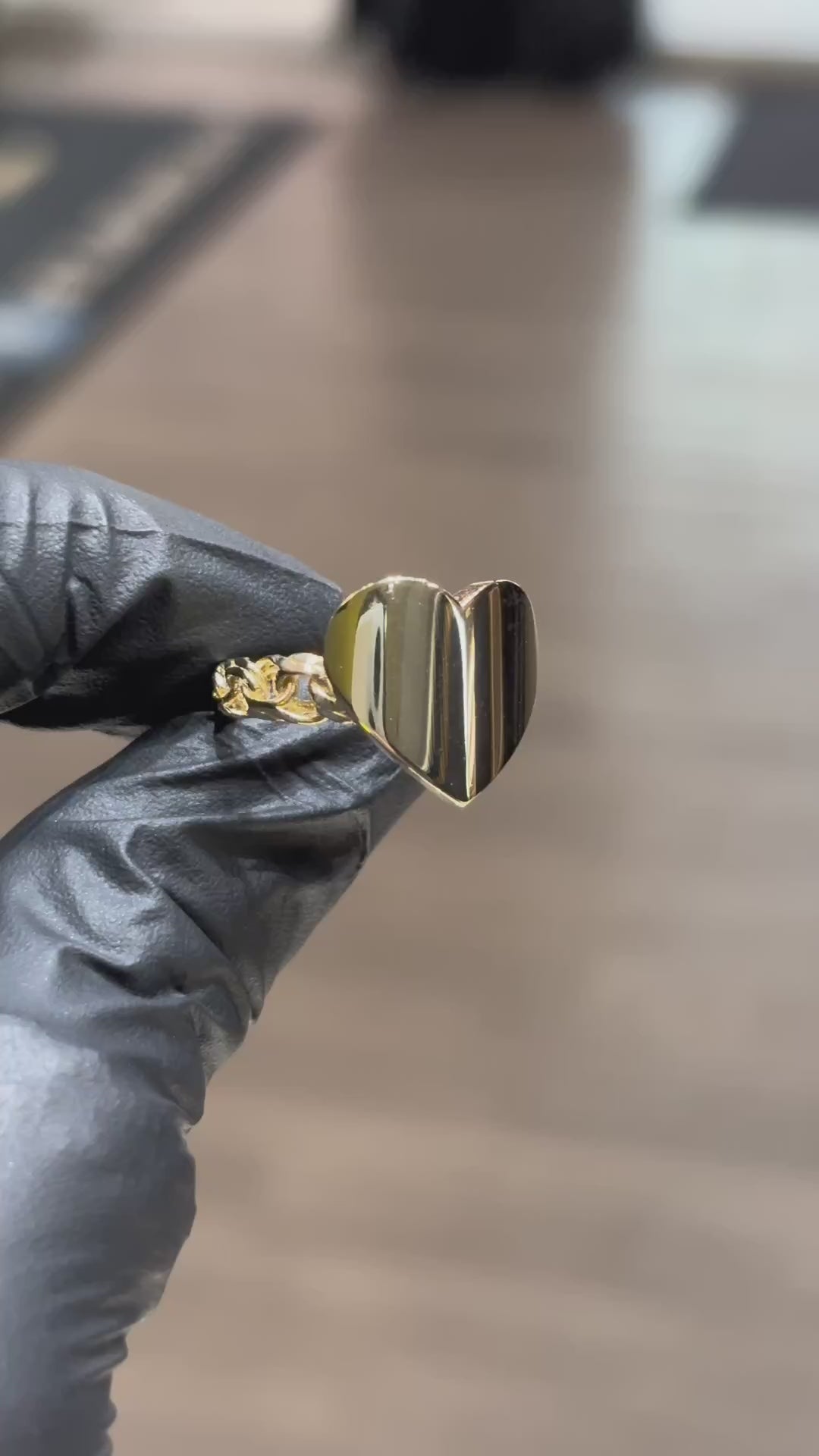 10k Heart Chino Link Ring