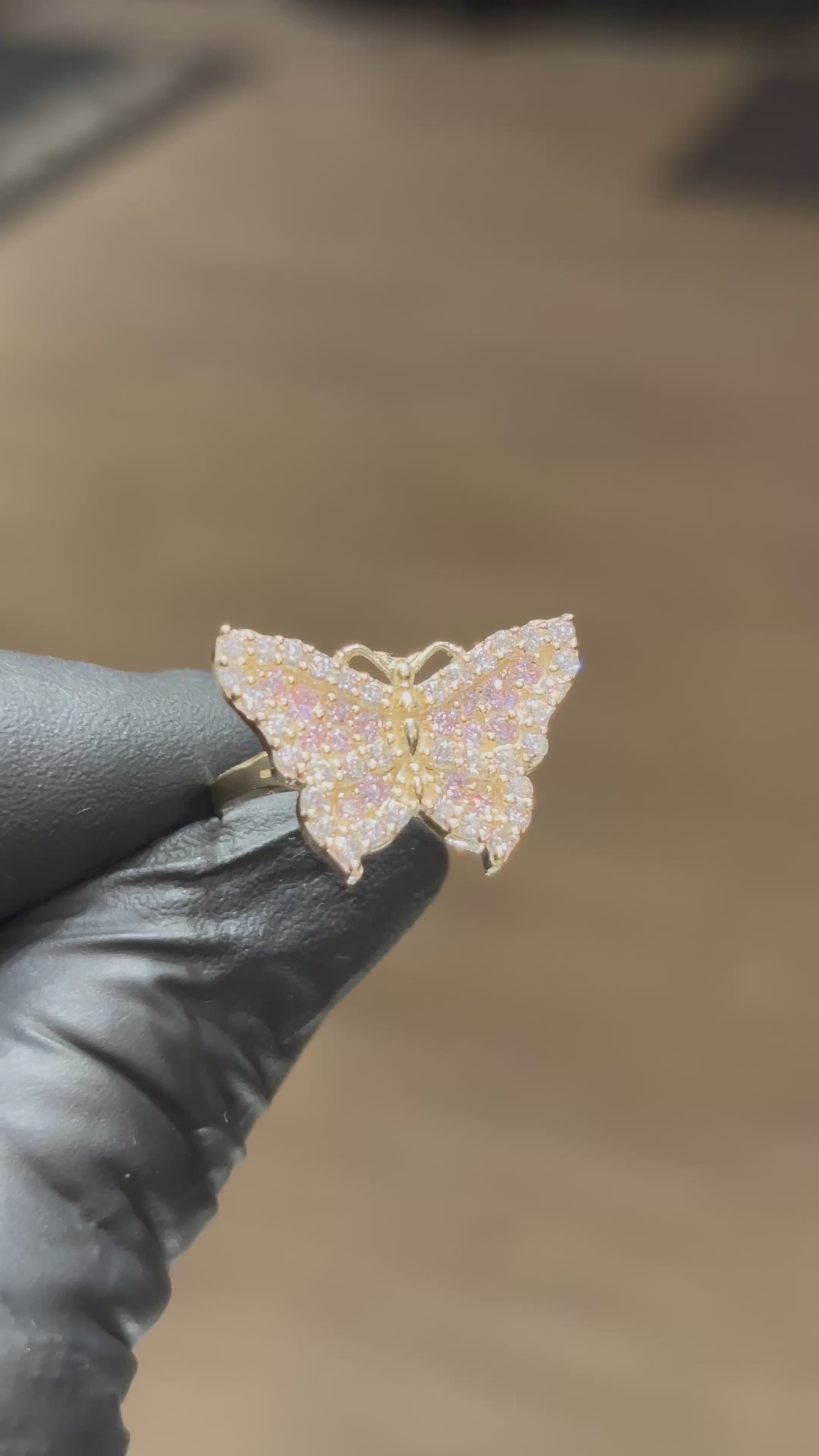 Load video: 10k Crystal Encrusted Butterfly Ring