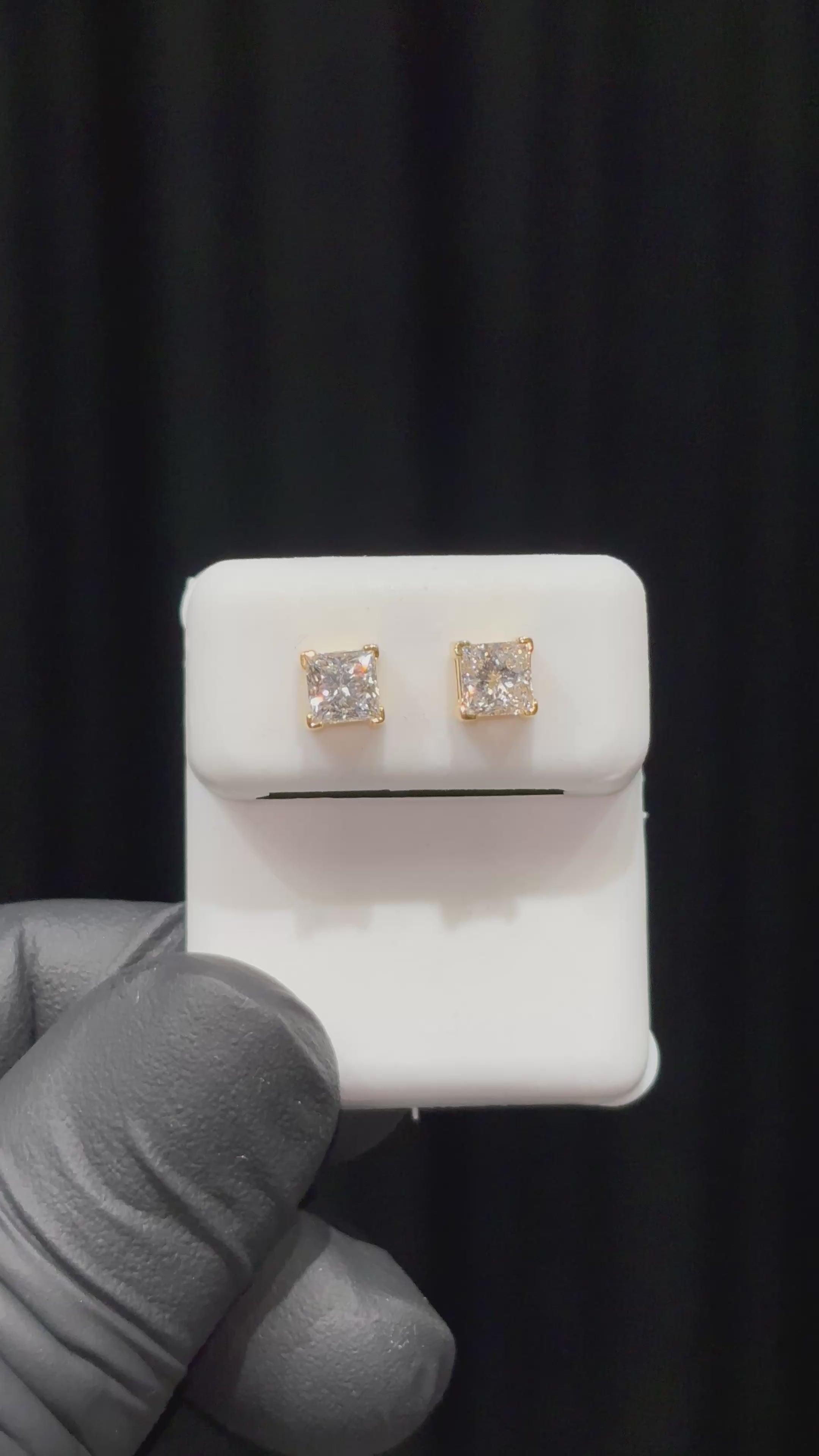 Load video: 1.0ct Solitaire Princess Cut Earrings