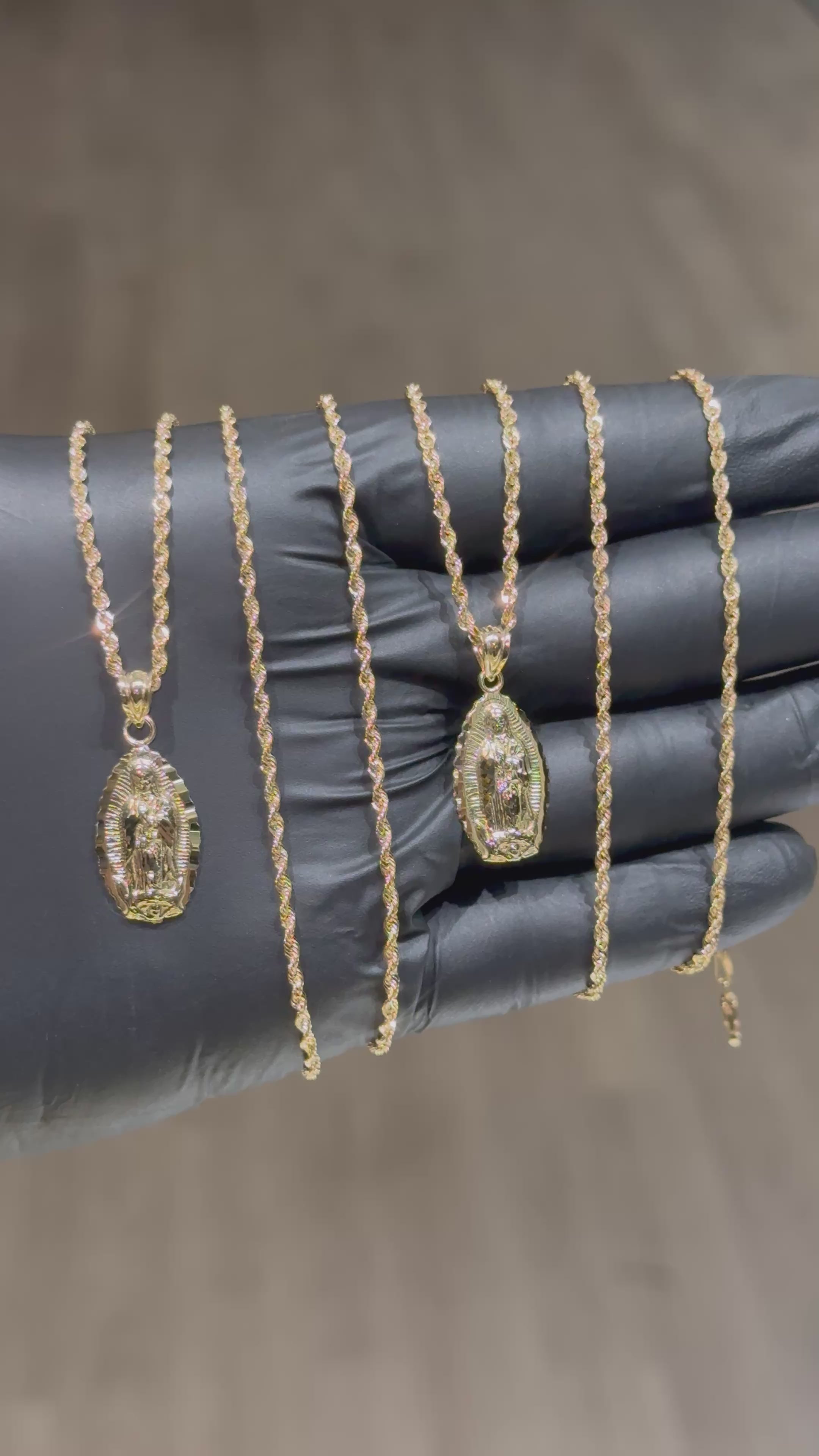 Load video: 10k Solid Yellow Virgin Mary Chain Set