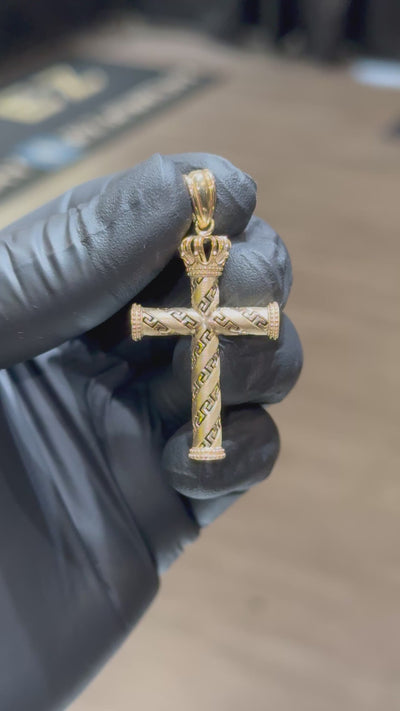 10k Versace Cross Pendant