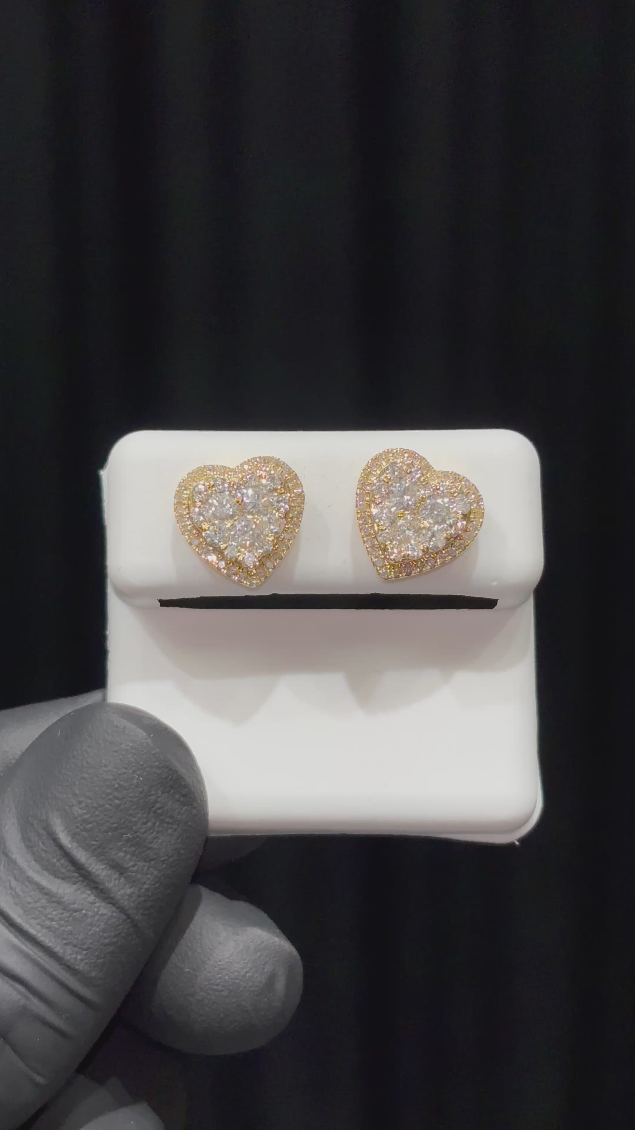 Load video: XL Double Layer Diamond Heart Earrings