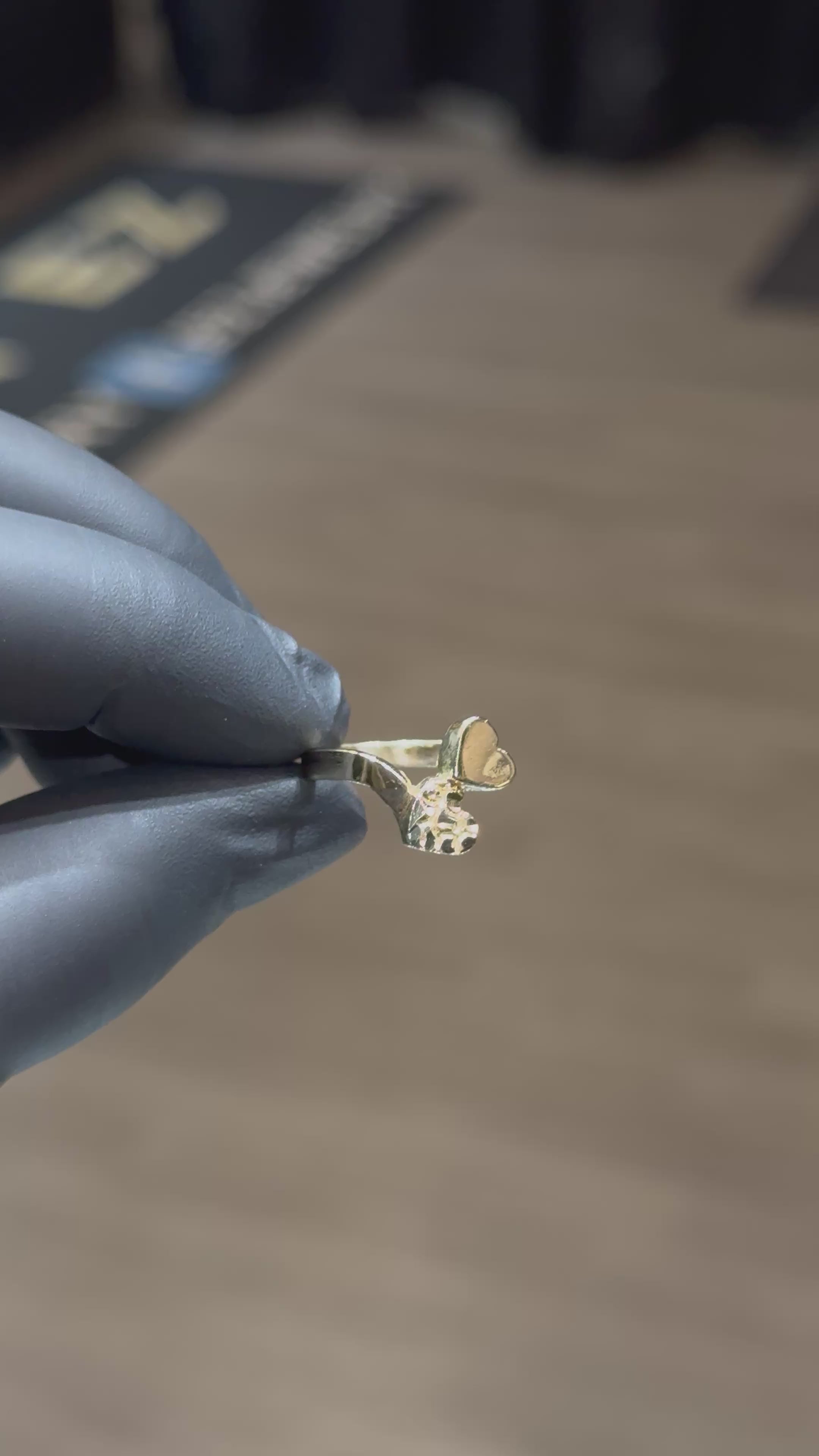 Load video: 10k Double Nugget Heart Ring