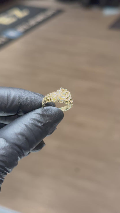 10k Nugget Rose Ring