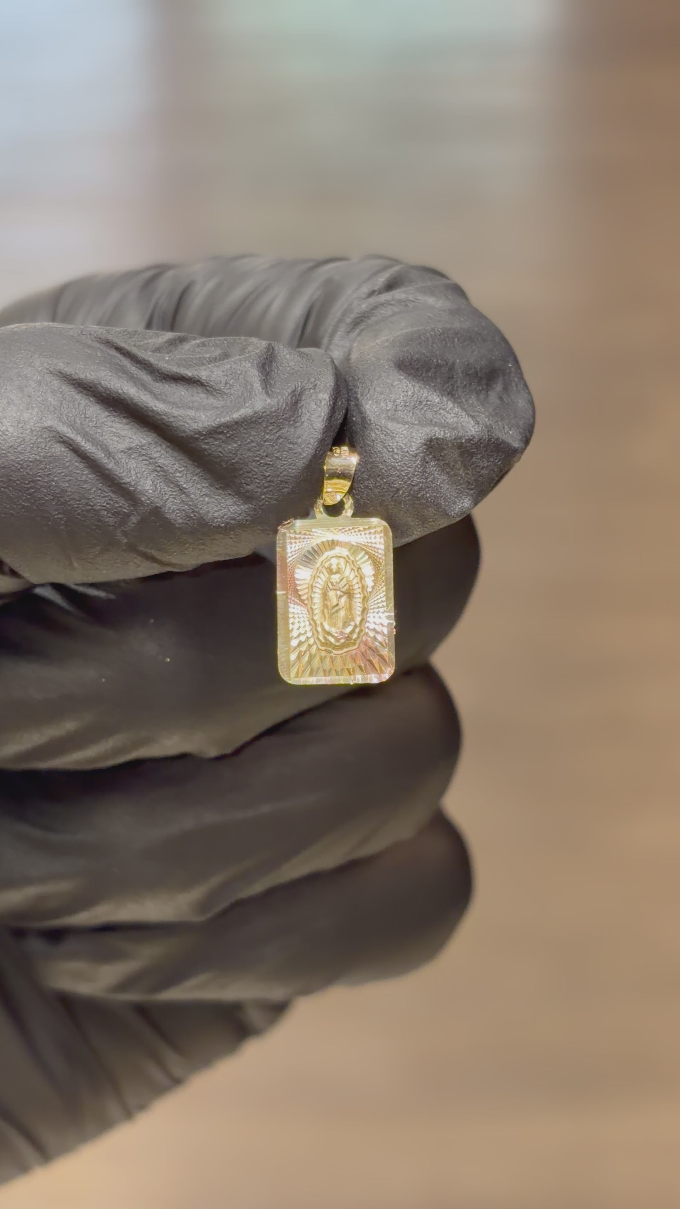 10k Tri-Toned Virgin Mary Pendant