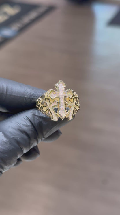 10k Triple Chrome Hearts Ring
