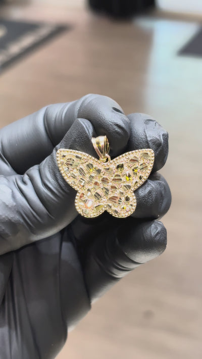 10k Nugget Butterfly Pendant