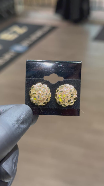 10k Large Circle/Cookie Nugget Earrings