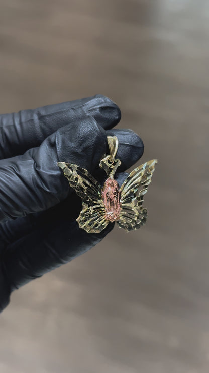 10k Virgin Mary Butterfly Pendant