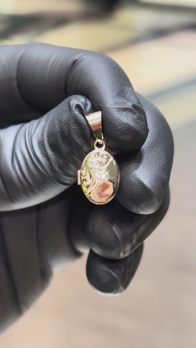10k Small Oval Locket Pendant
