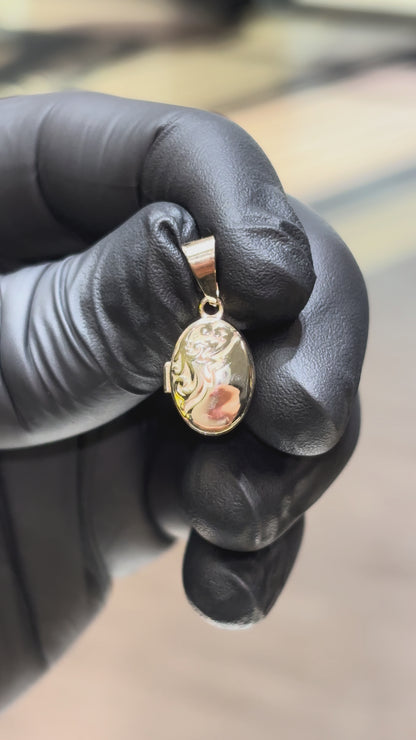 10k Small Oval Locket Pendant
