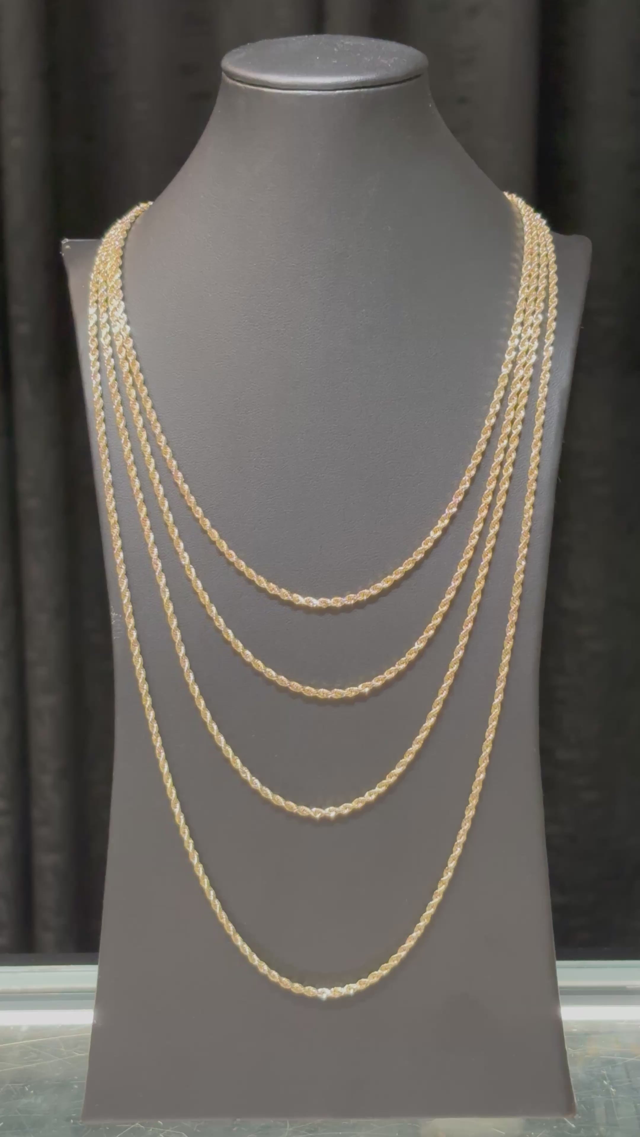 Load video: 10k 2.5mm Diamond Cut Rope Chain