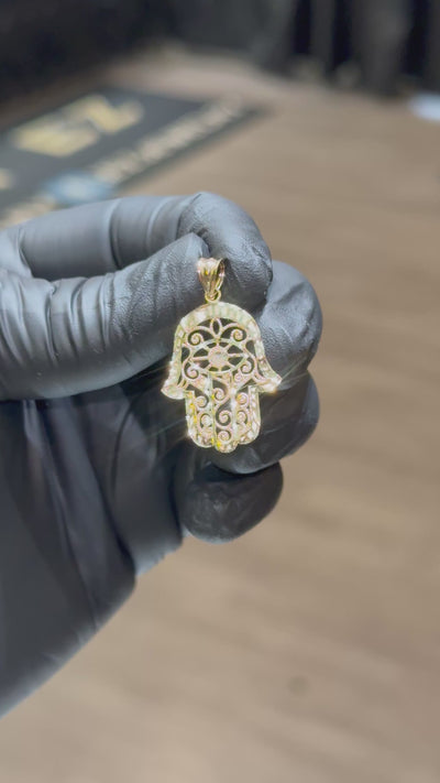 10k Hamza Hand Pendant