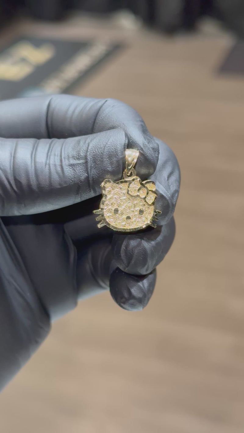 10k Nugget Hello Kitty Head Pendant