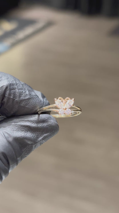 10k Crystal Butterfly Ring