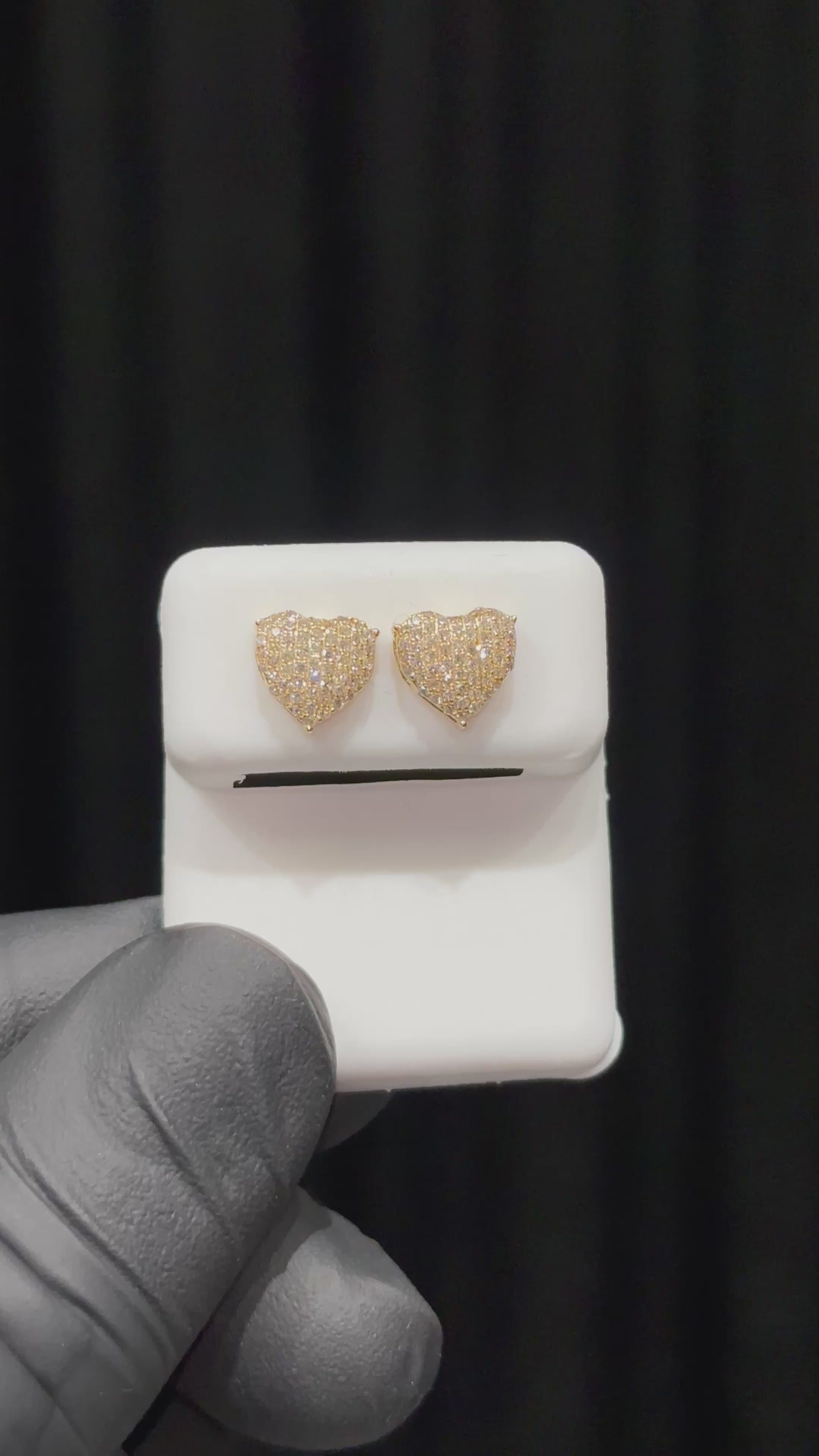 Load video: Flooded Bubble Diamond Heart Earrings