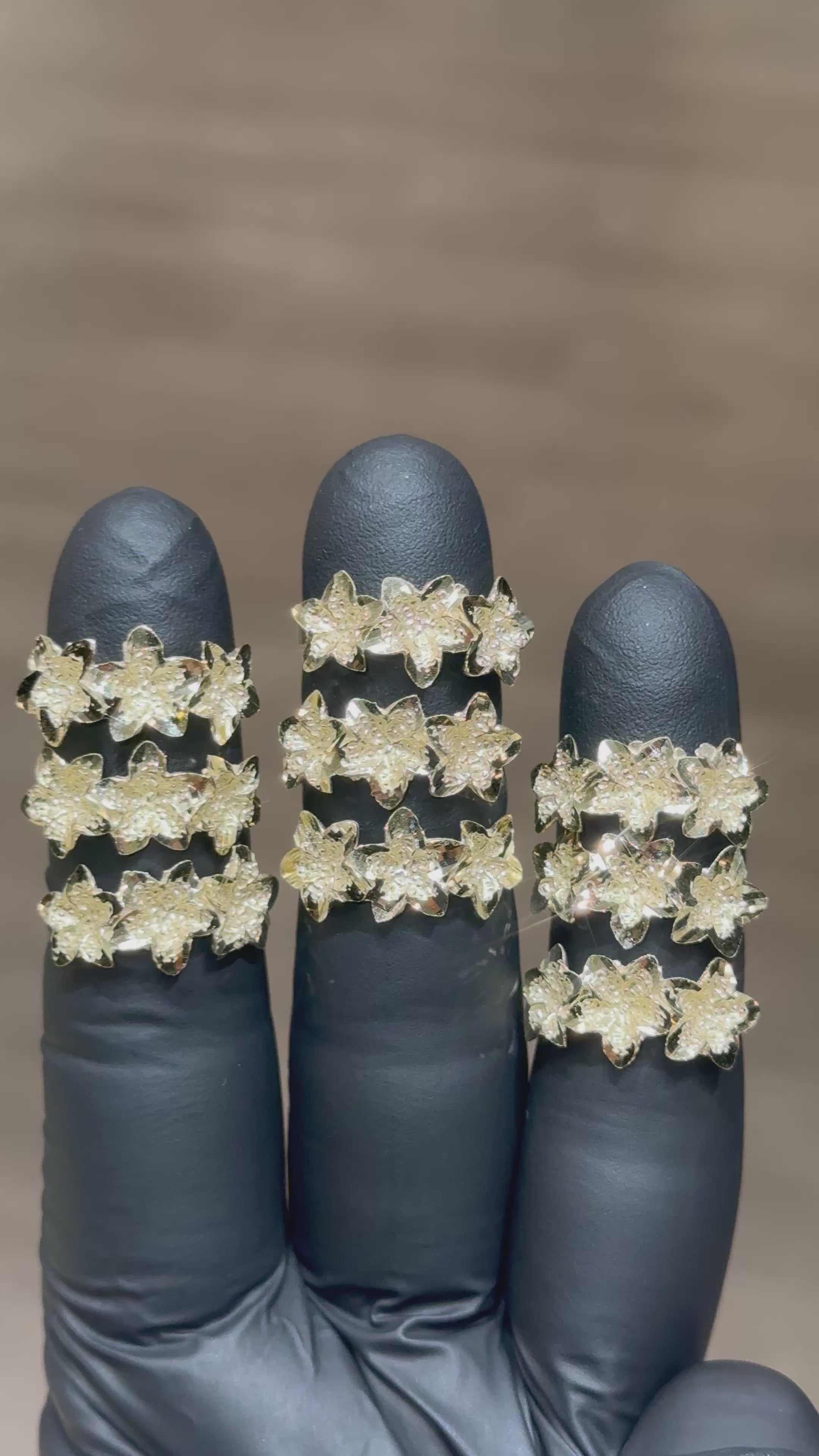 Load video: 10k Triple Large Diamond Cut Hibiscus Ring