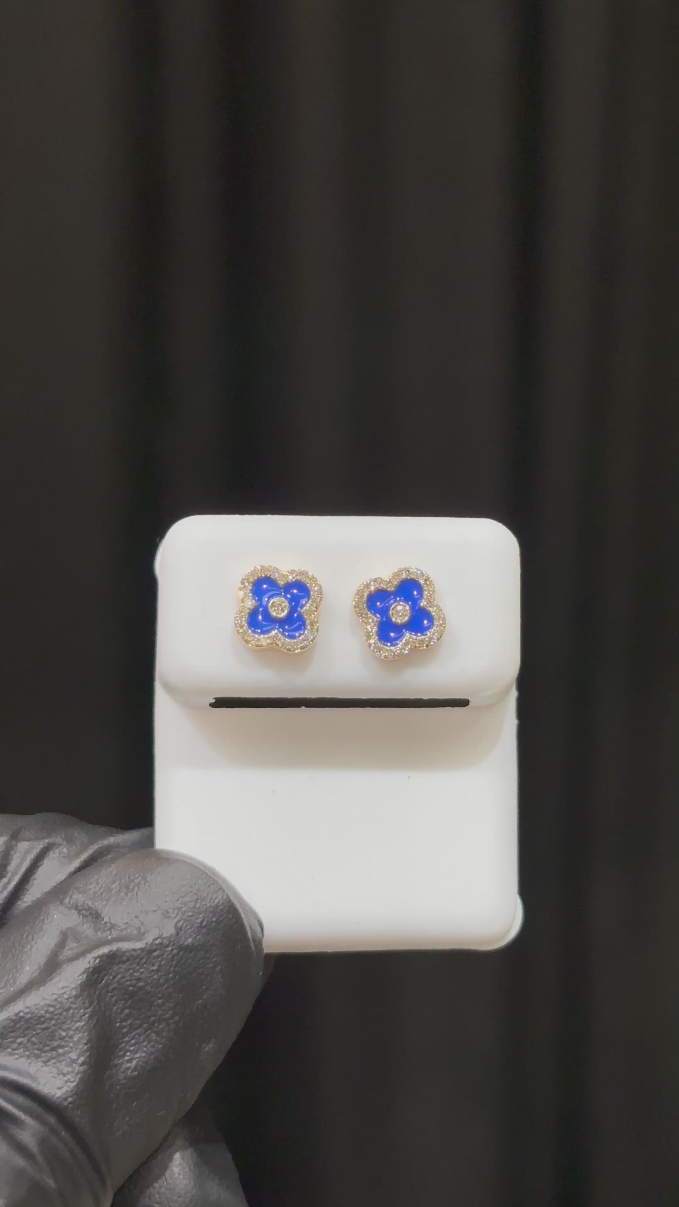 10k Natural Diamond Clover Earrings