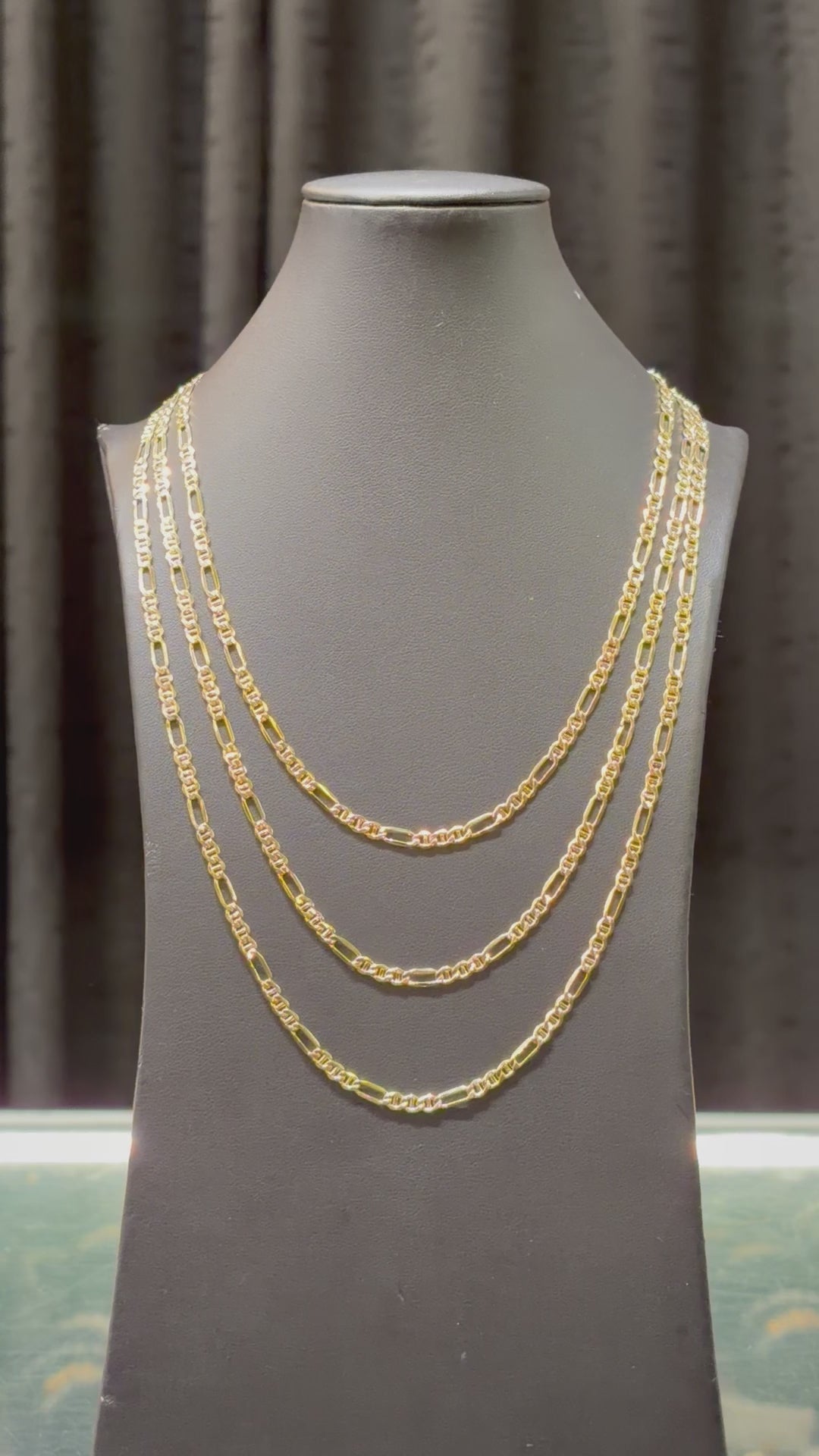 10k 3.5mm Plain Figaro-Mariner Hybrid Chain