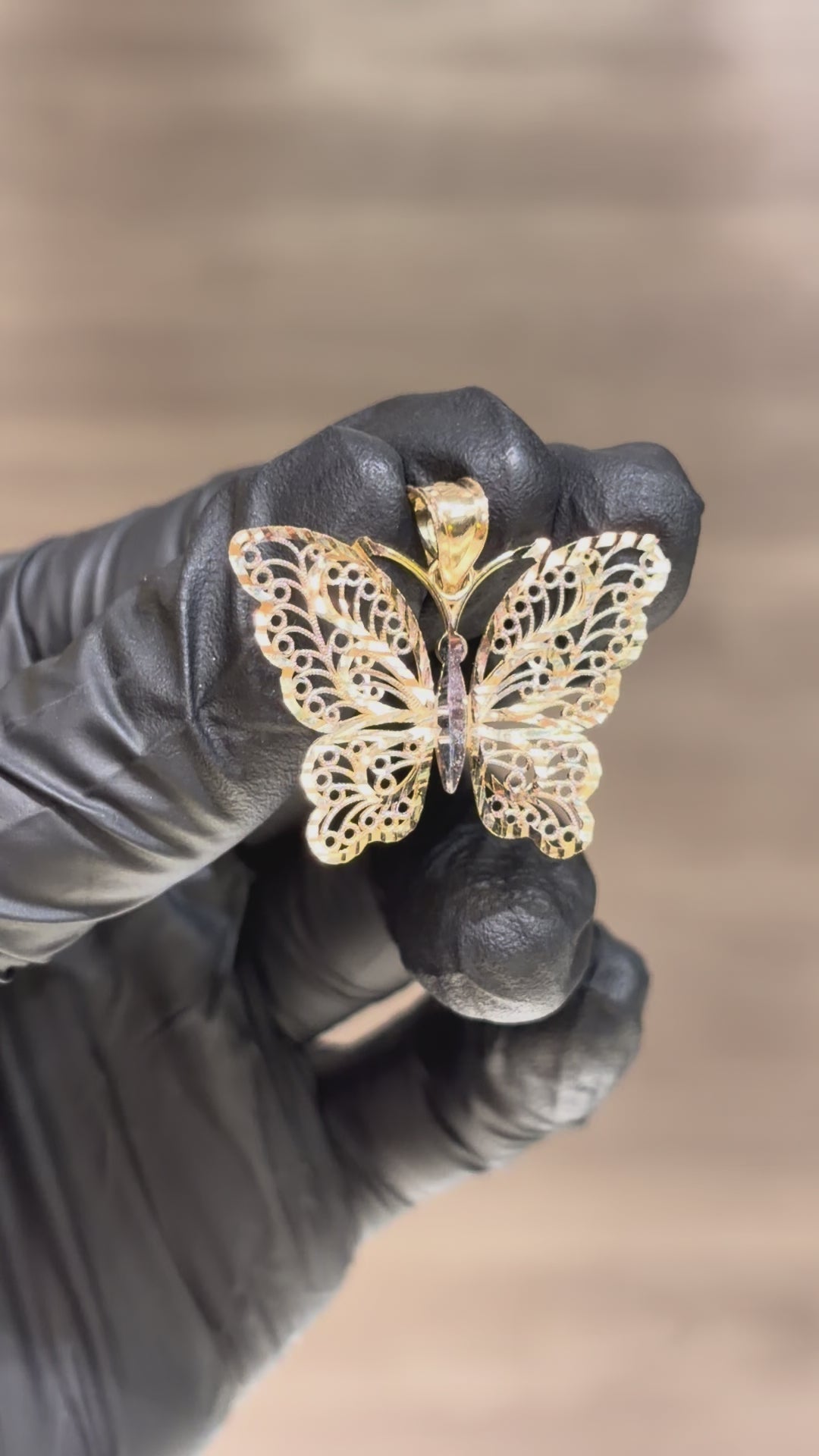10k 2-Toned Dainty Butterfly Pendant