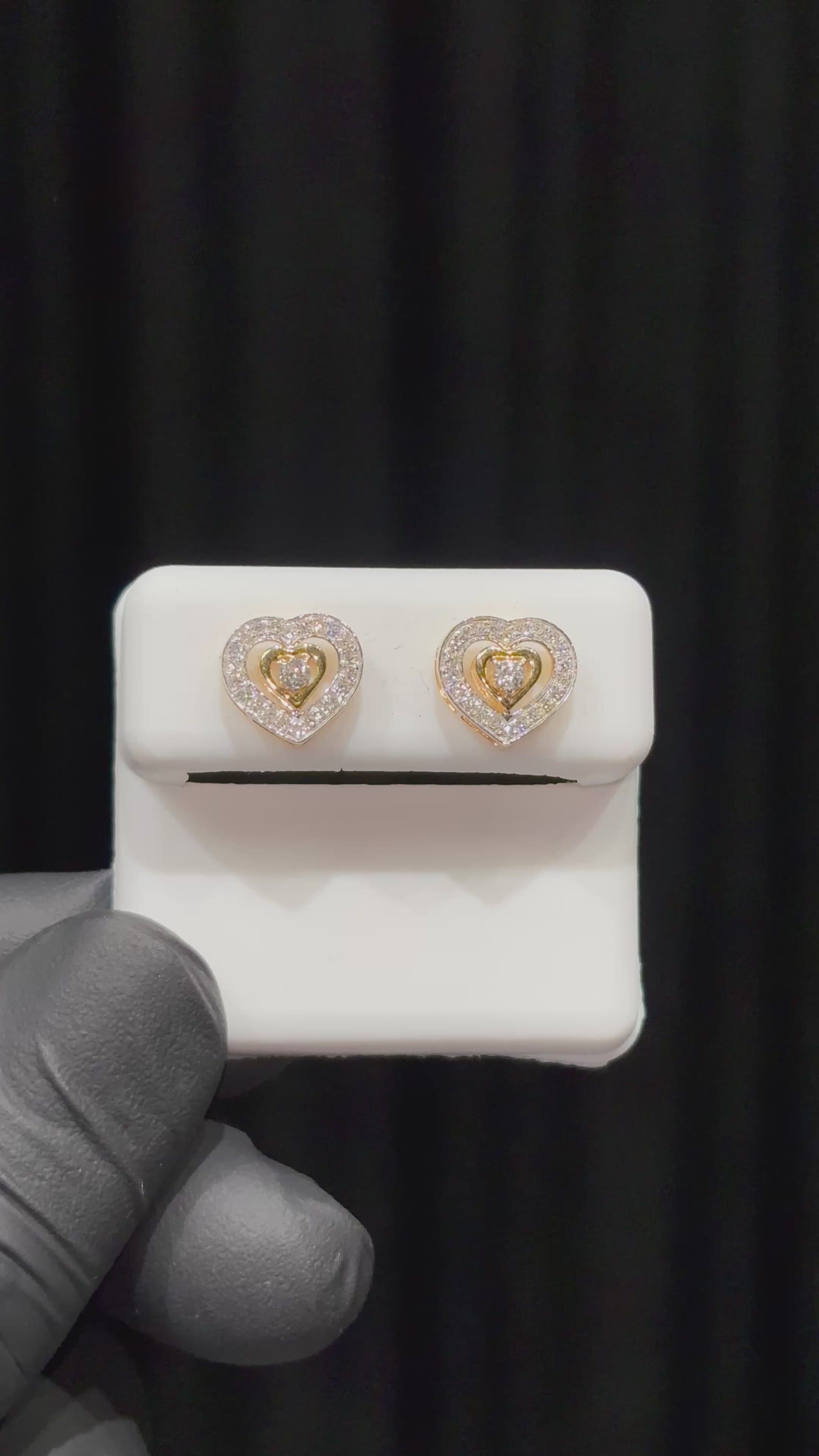 Load video: Inline Mirror Finish Diamond Heart Earrings