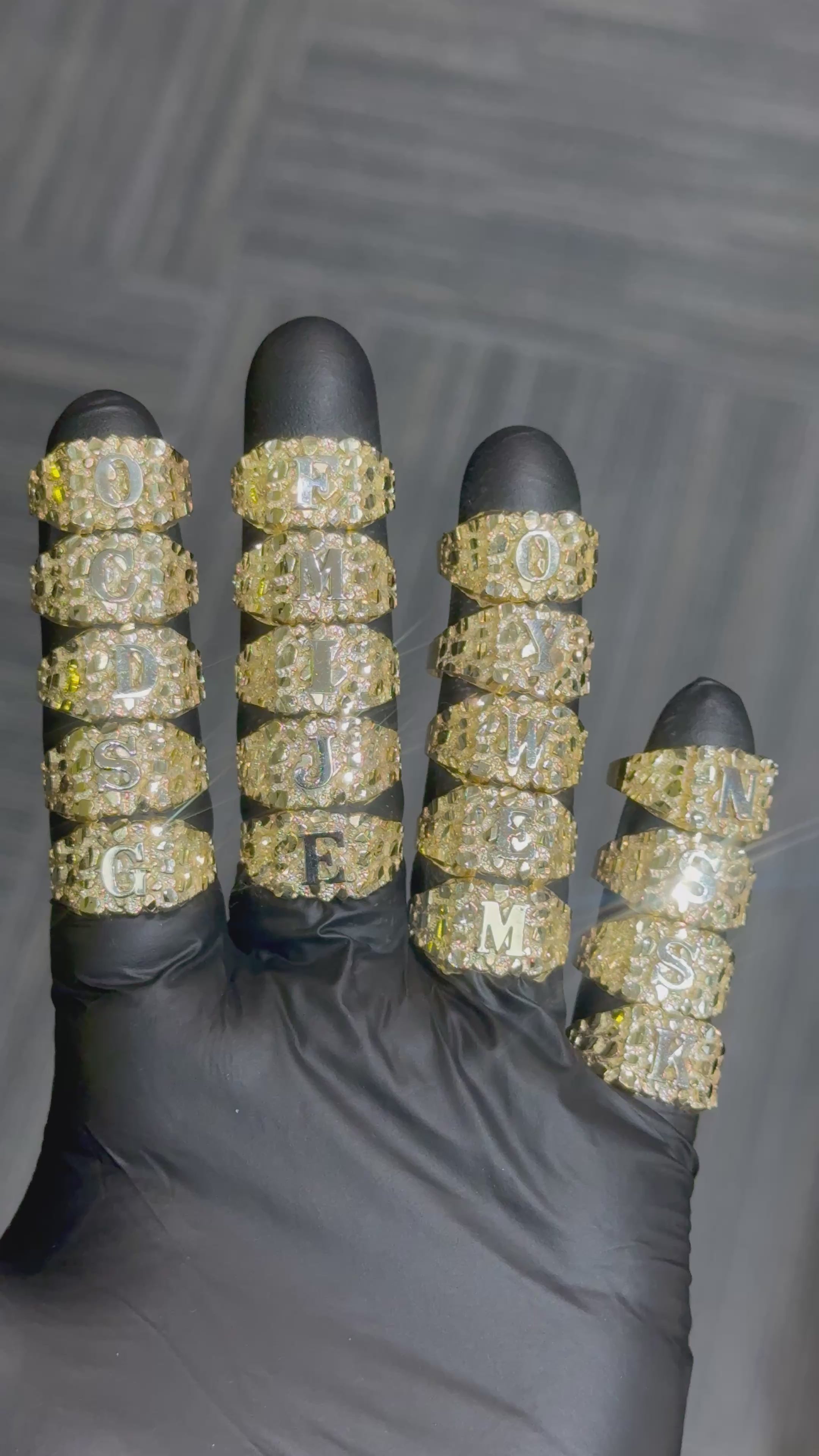 Load video: 10k Medium Nugget Initial Rings