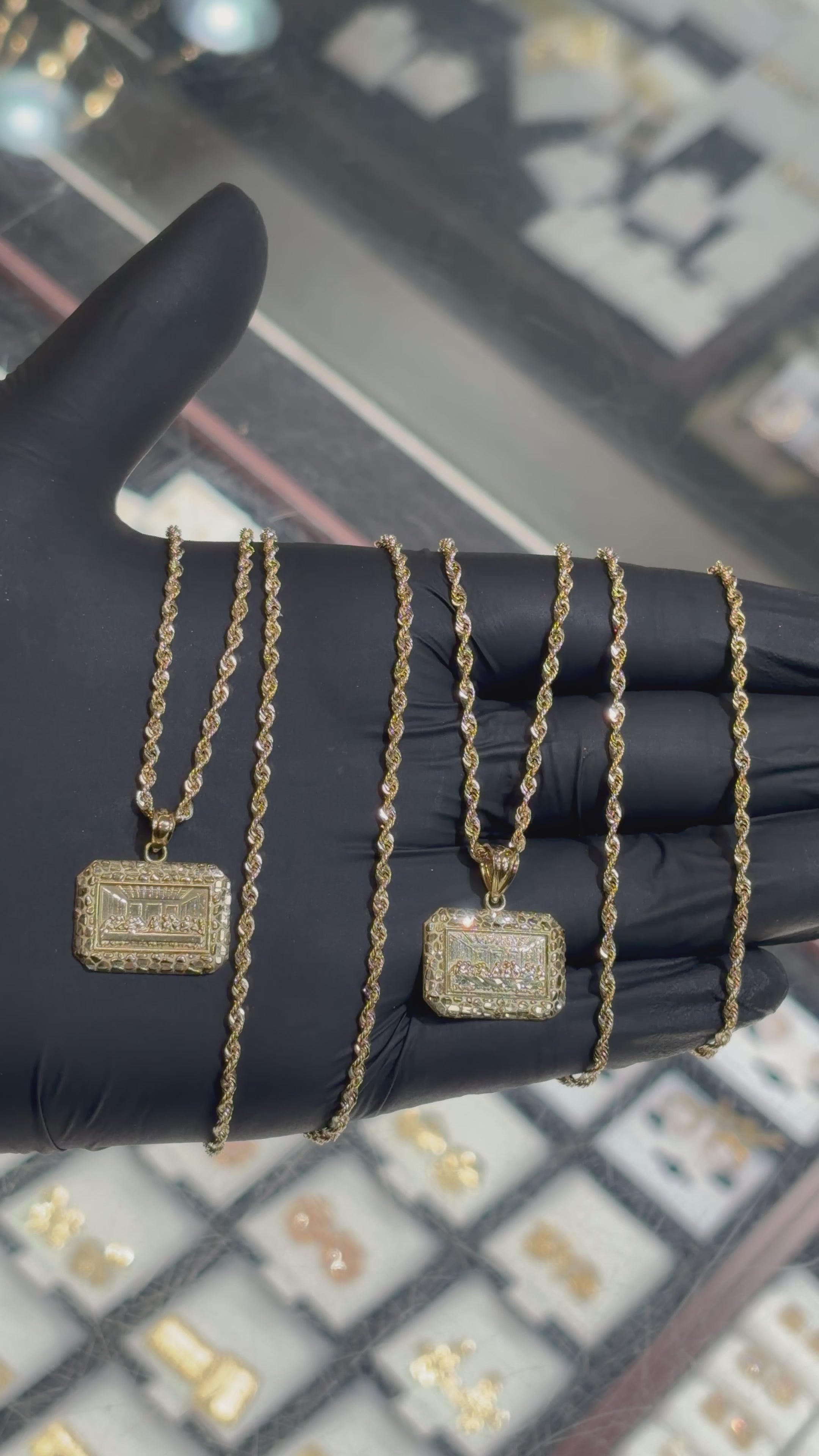 10k Small Nugget Last Supper Pendant Chain Set