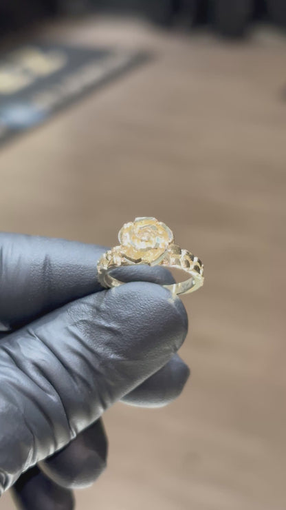 10k Nugget Rose Ring