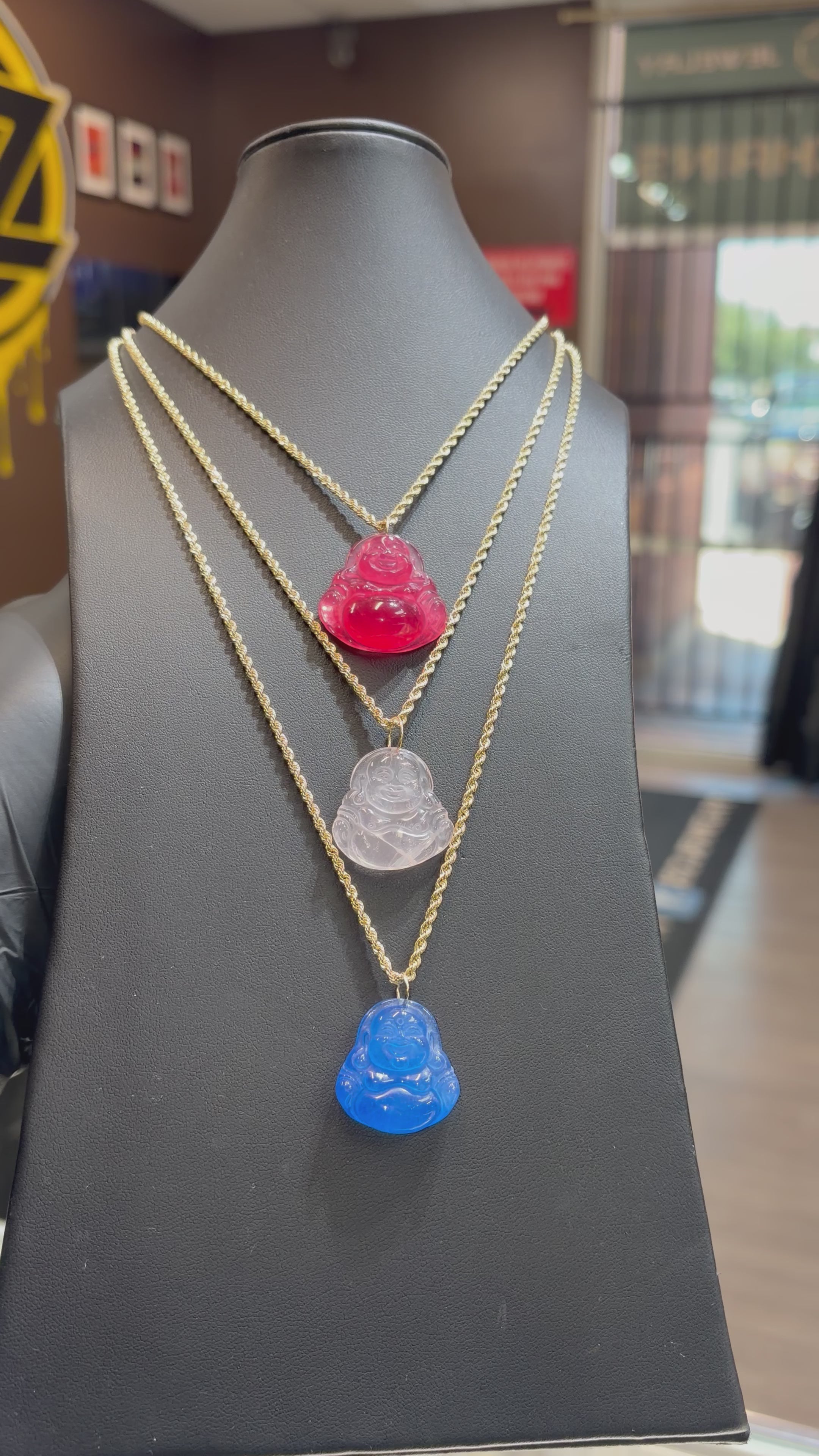 Load video: Buddha Pendant Chain Set