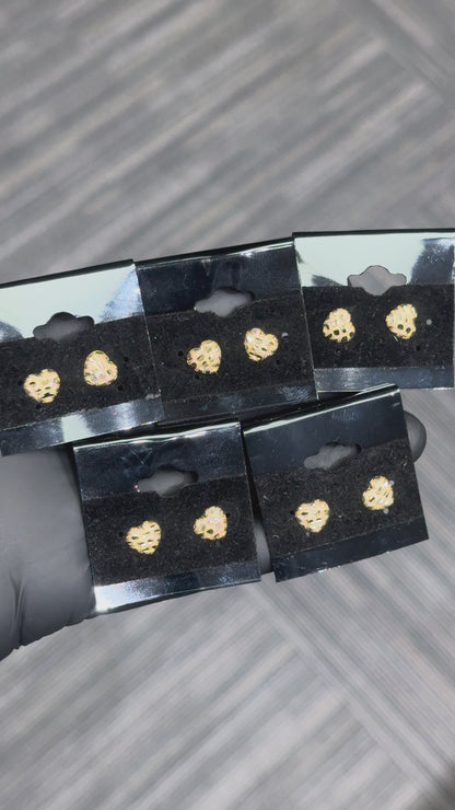 10k X-Small Bubble Heart Nugget Earrings