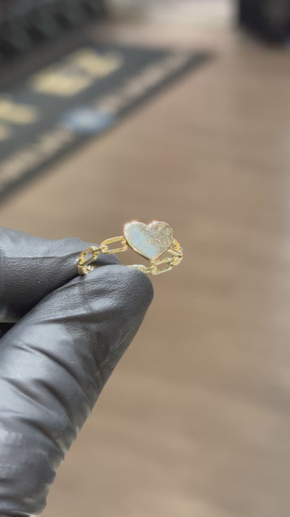 10k Heart with Link Chain Band