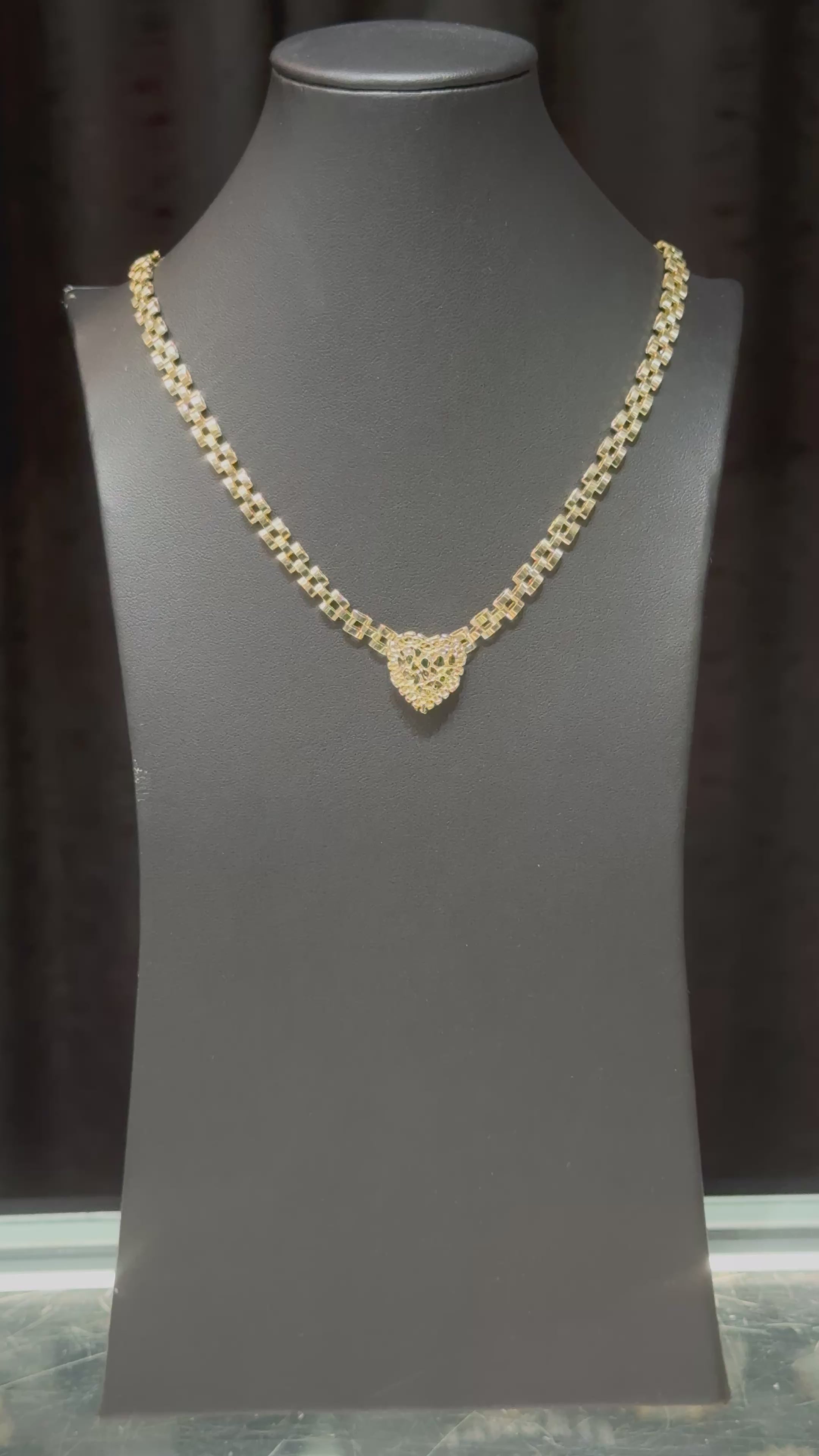 Load video: 10k 5mm Rolex Nugget Heart Chain