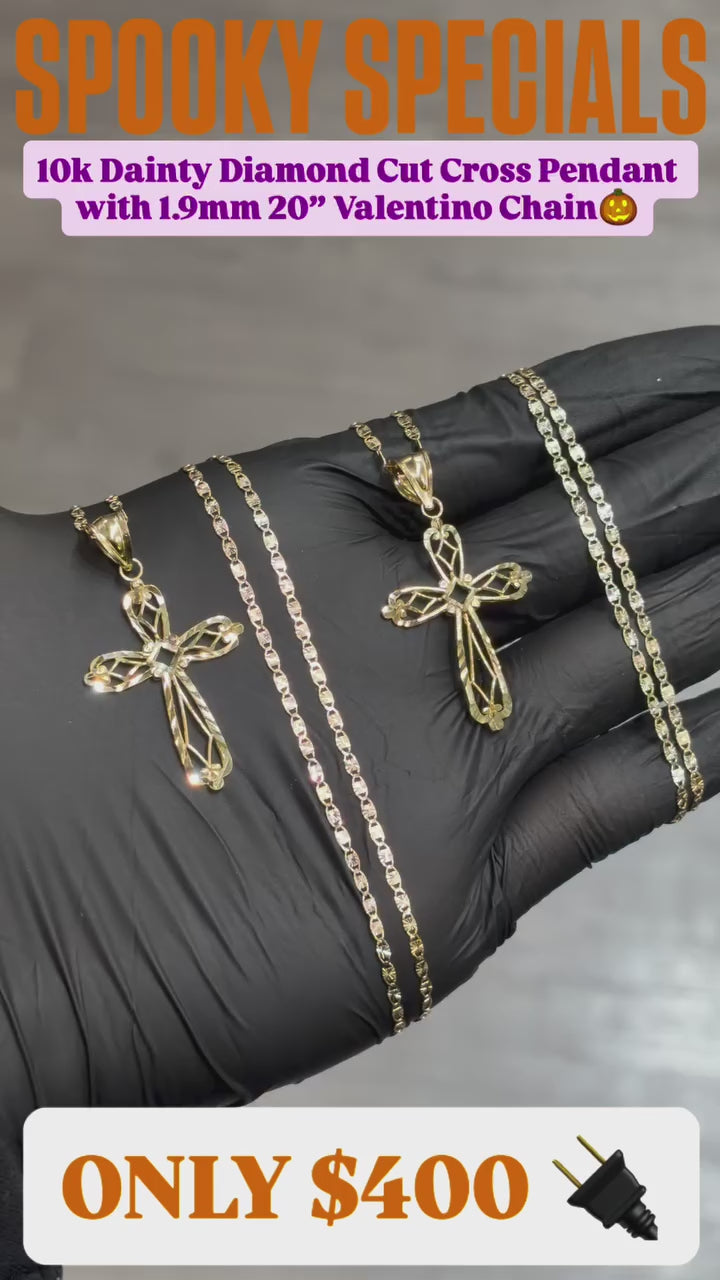 10k Dainty Cross Chain Set