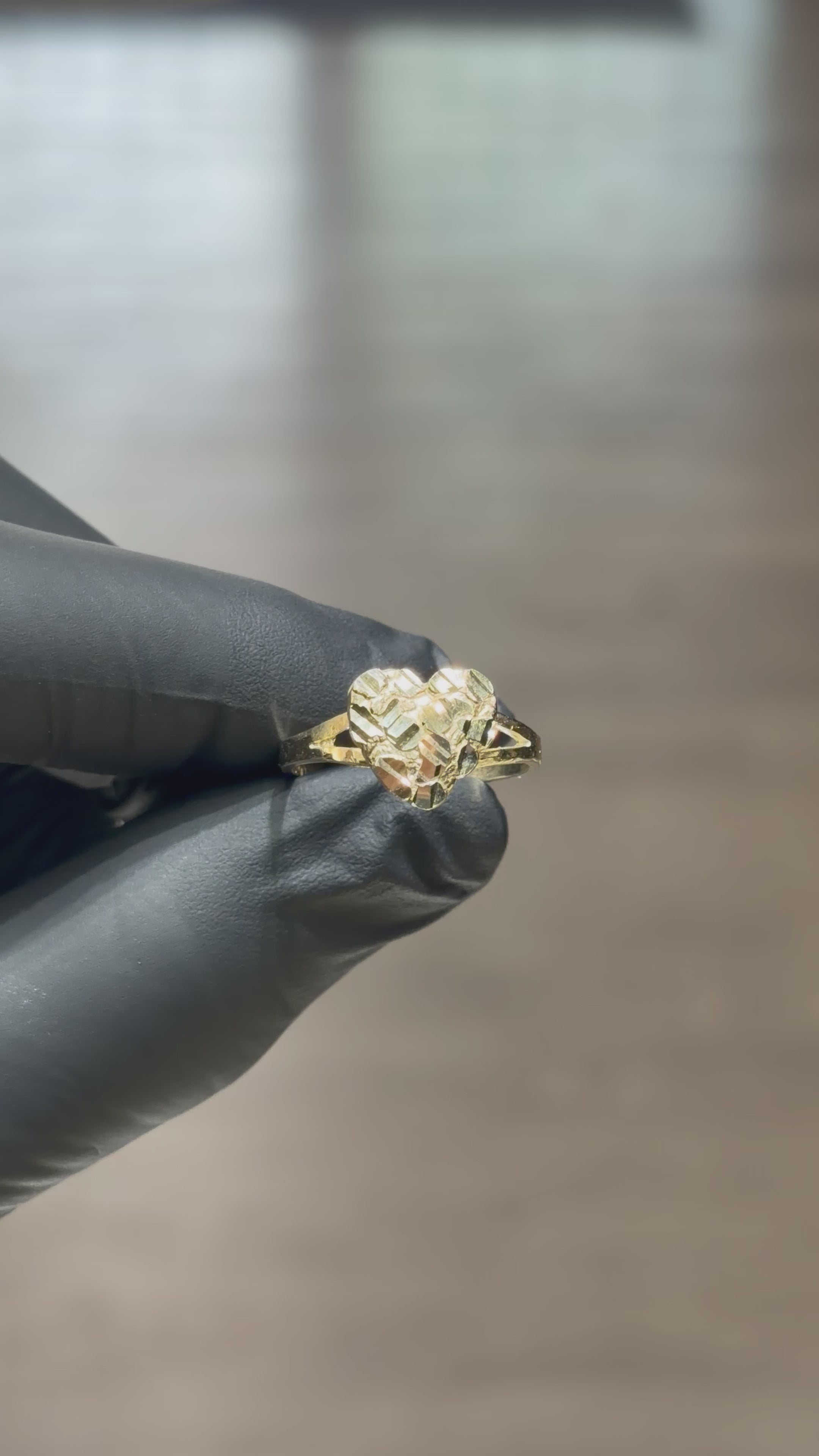 Load video: 10k Flat Small Heart Nugget Ring