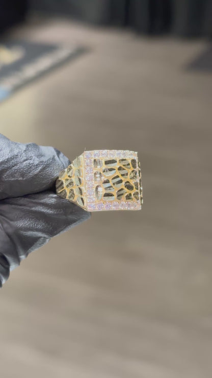 10k Rounded Crystal Nugget Ring