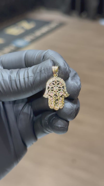 10k Hamza Hand Pendant